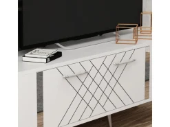 Meuble TV en bois "Detas" - 150 x 35 x 48 cm - Argent