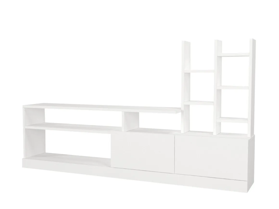 Meuble TV en bois "Dolunay" - 164 x 25 x 91 cm - Blanc