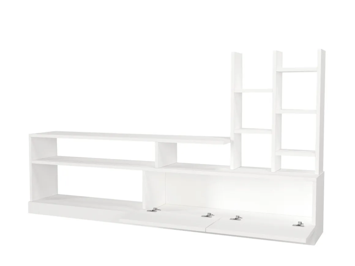 Meuble TV en bois "Dolunay" - 164 x 25 x 91 cm - Blanc