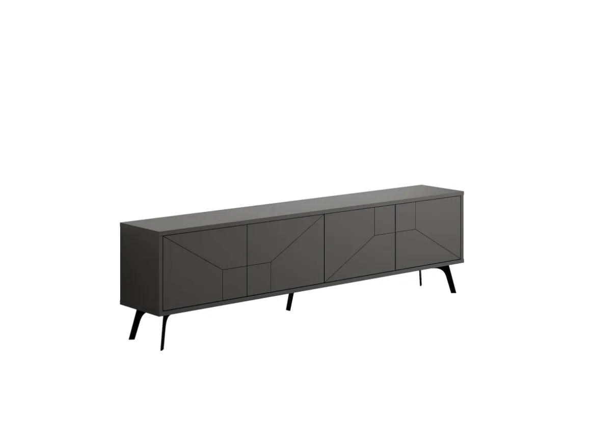 Meuble TV en bois "Dune" - 180 x 29 x 50 cm - Gris anthracite