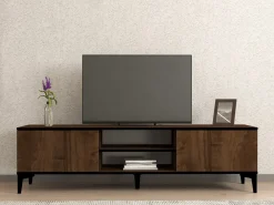 Meuble TV en bois "Erem" - 180 x 40 x 45 cm - NoyerNoir