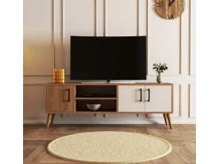 Meuble TV en bois "Exxen" - 150 x 34 x 52 cm - Blanc