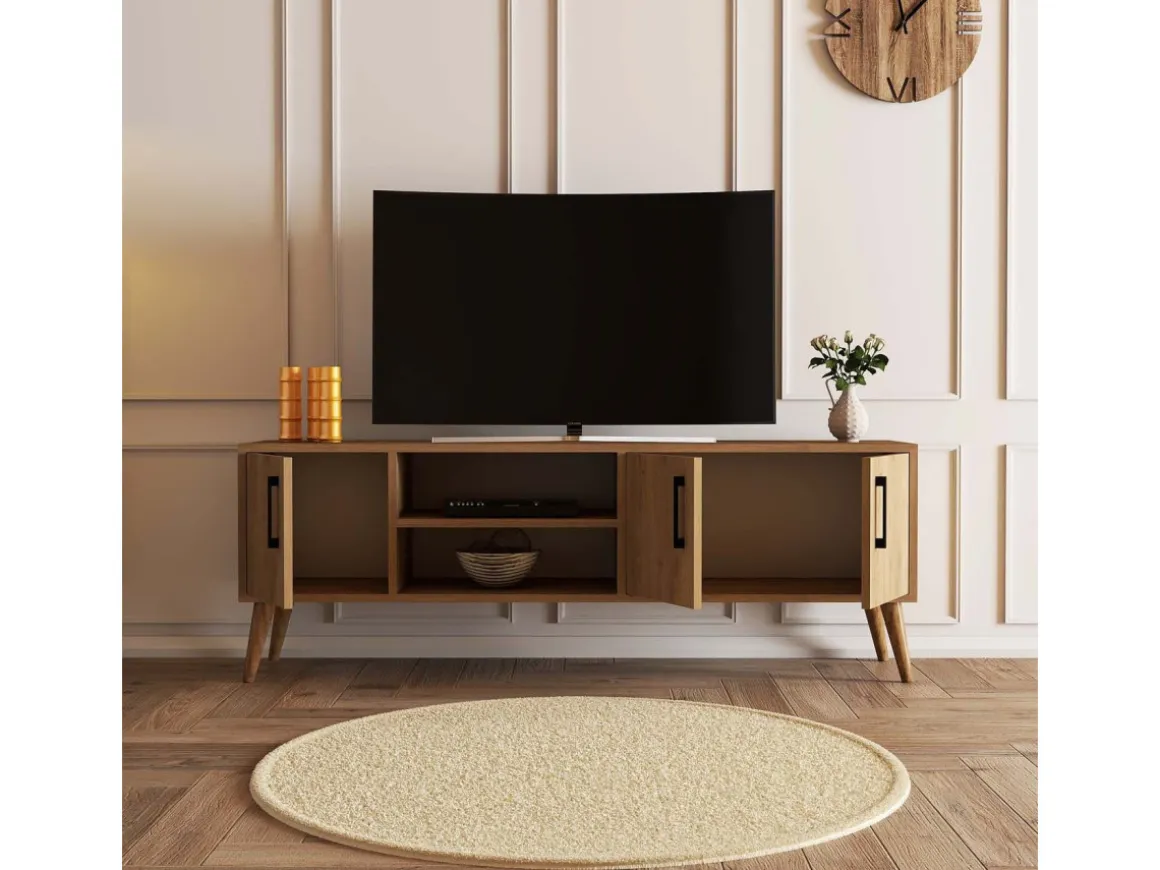 Meuble TV en bois "Exxen" - 150 x 34 x 52 cm - Marron