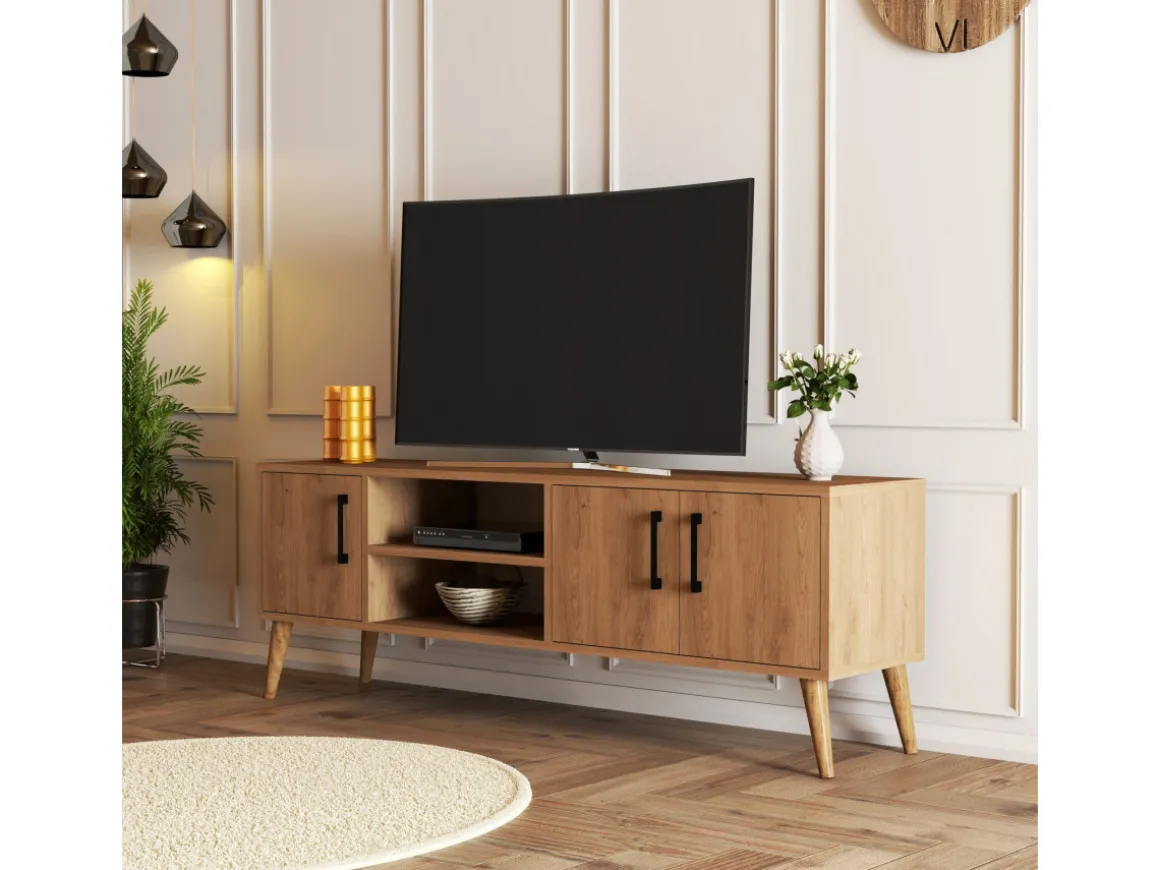 Meuble TV en bois "Exxen" - 150 x 34 x 52 cm - Marron