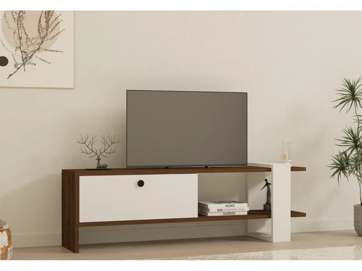 Meuble TV en bois "Gaye" - 120 x 25 x 36 cm - Blanc