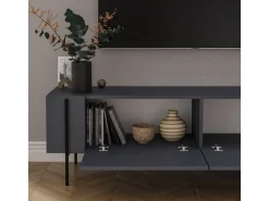 Meuble TV en bois "Herman" - 160 x 31 x 45 cm - Gris anthracite