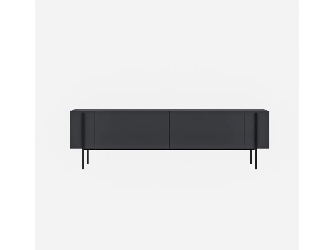 Meuble TV en bois "Herman" - 160 x 31 x 45 cm - Gris anthracite