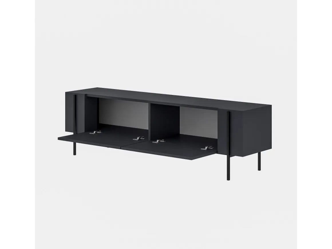Meuble TV en bois "Herman" - 160 x 31 x 45 cm - Gris anthracite
