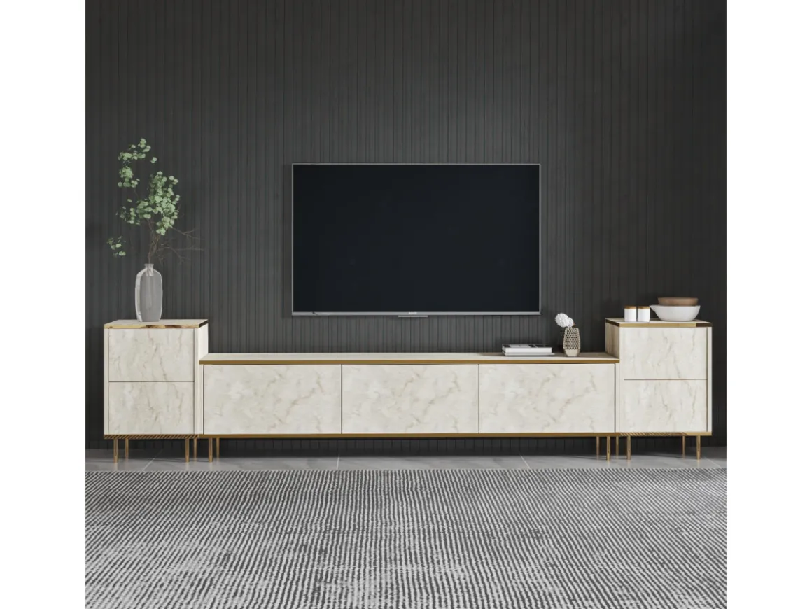 Meuble TV en bois "Imaj" - 260 x 35 x 60 cm - TravertinOr