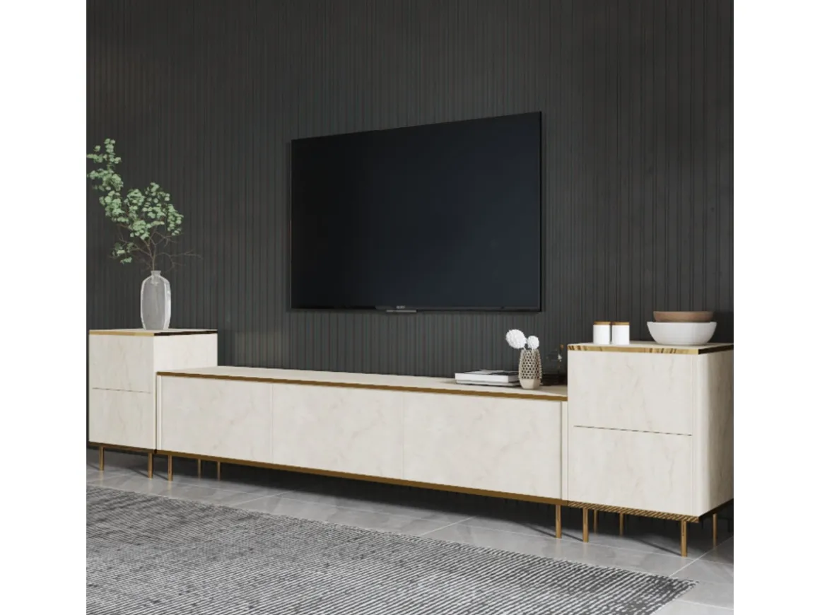 Meuble TV en bois "Imaj" - 260 x 35 x 60 cm - TravertinOr