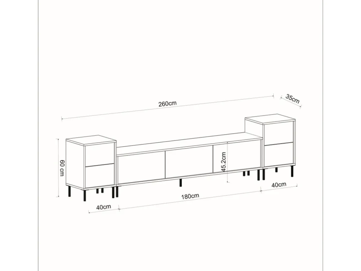 Meuble TV en bois "Imaj" - 260 x 35 x 60 cm - TravertinOr