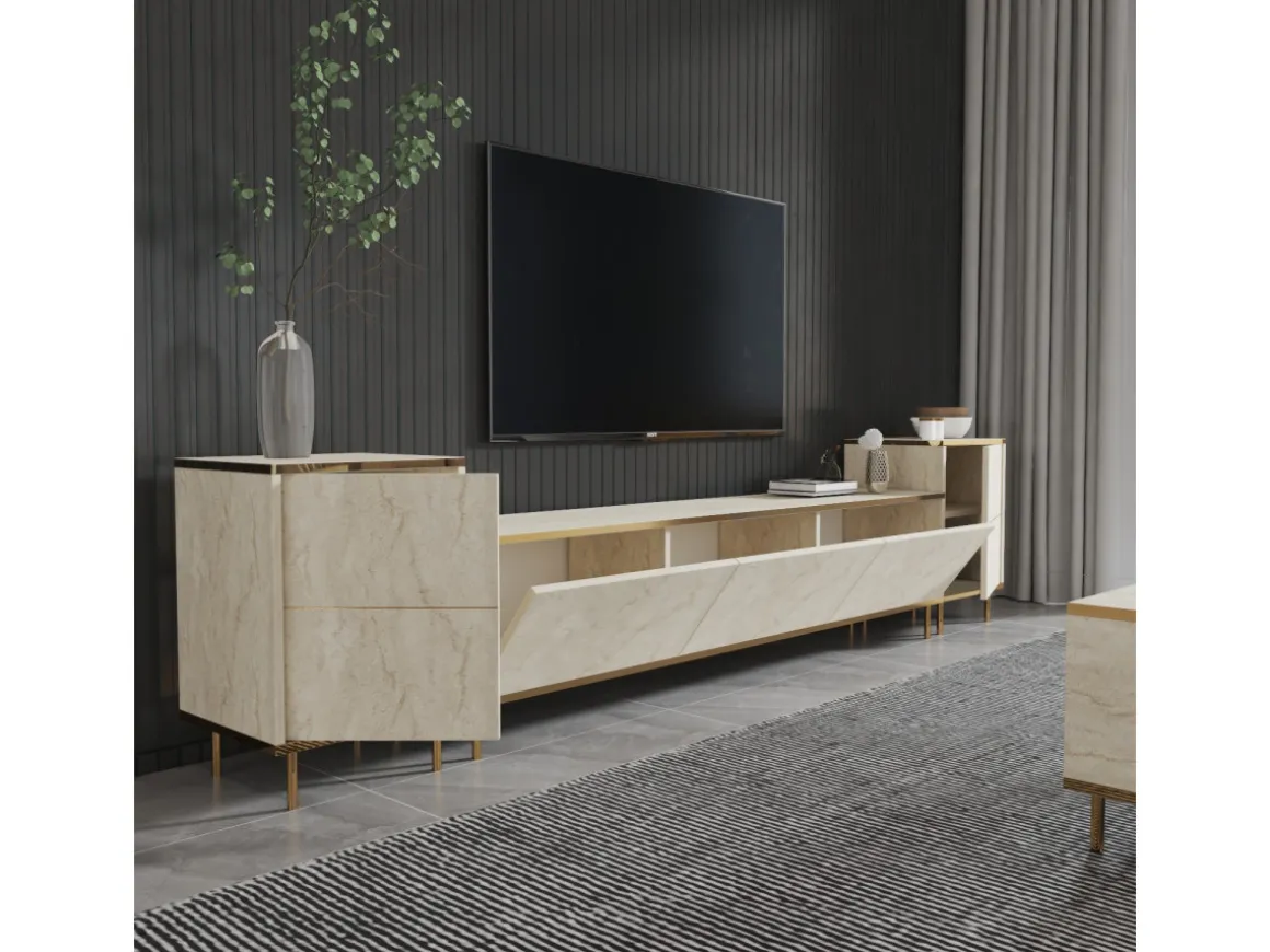 Meuble TV en bois "Imaj" - 260 x 35 x 60 cm - TravertinOr
