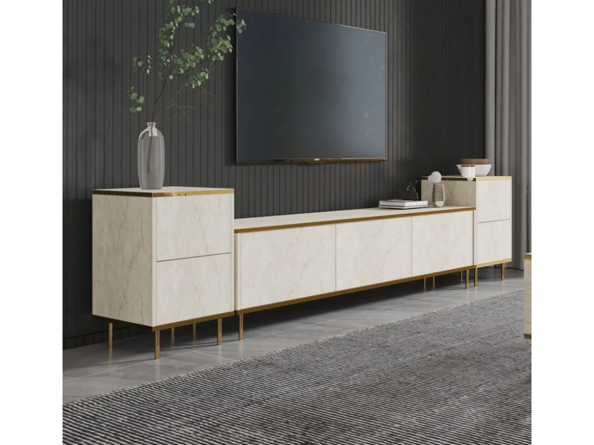 Meuble TV en bois "Imaj" - 260 x 35 x 60 cm - TravertinOr