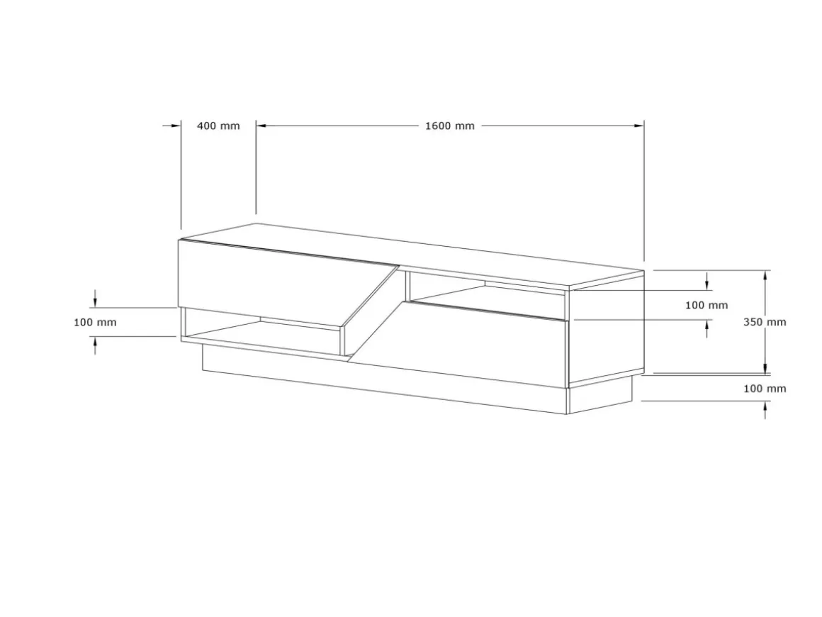 Meuble TV en bois "Koza" - 160 x 40 x 45 cm - NoyerBlanc