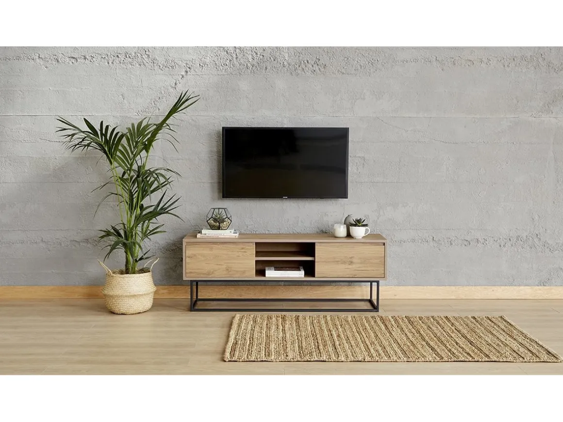 Meuble TV en bois "Laxus" - 140 x 40 x 50 cm - Marron