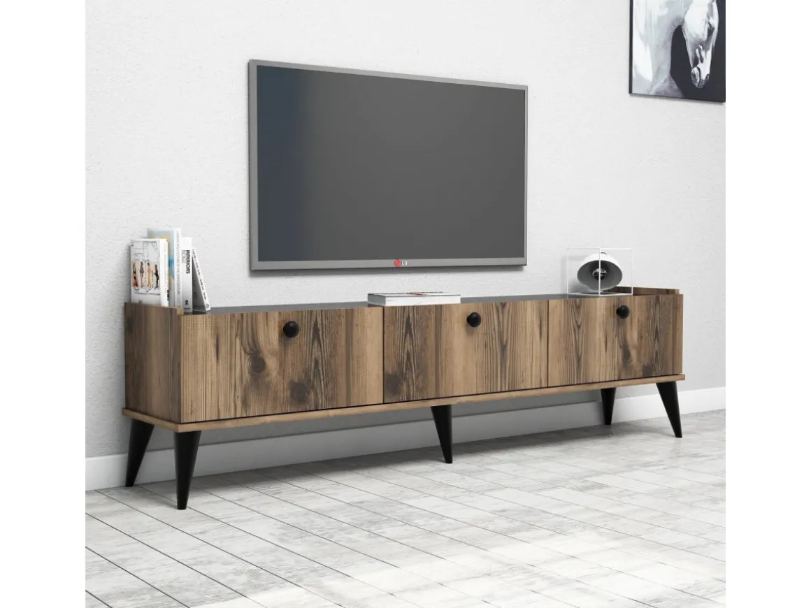 Meuble TV en bois "Lidya" - 180 x 35 x 49 cm - Marron