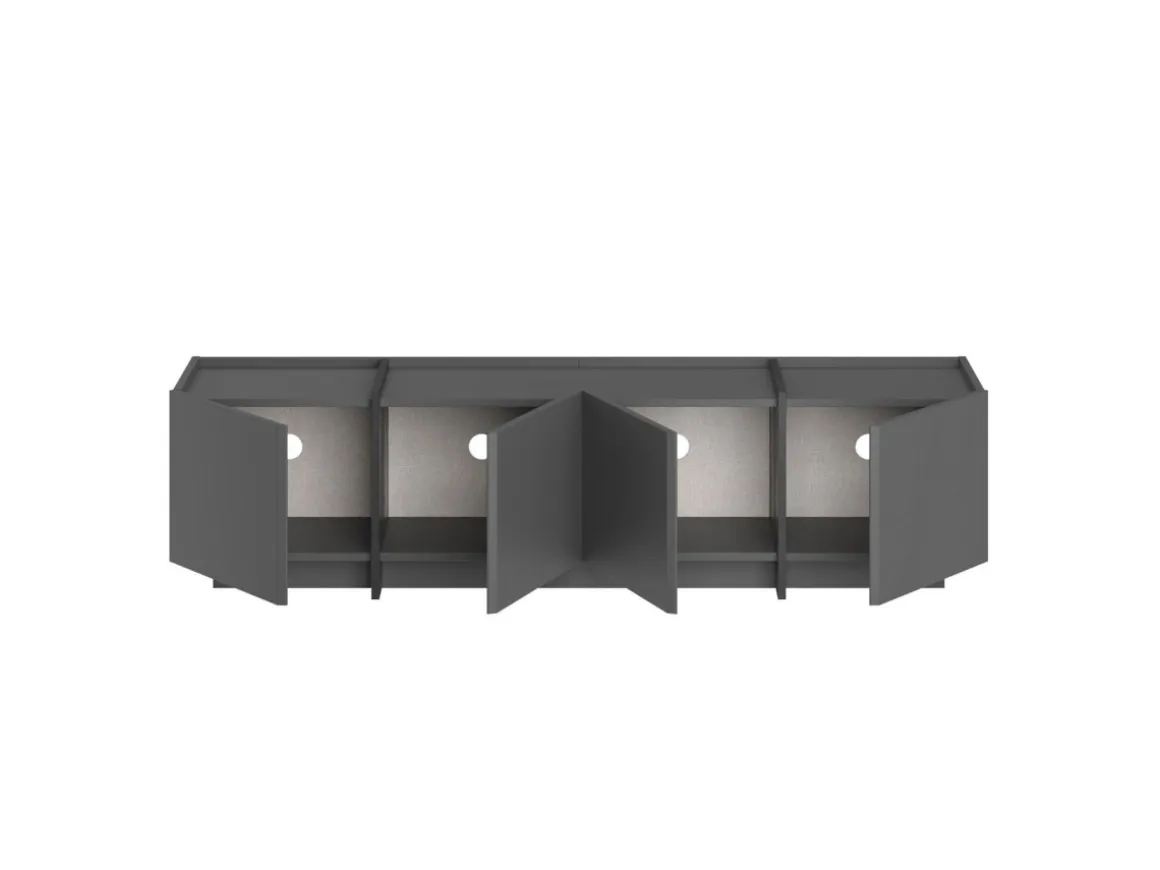 Meuble TV en bois "Lowen" - 180 x 35 x 46 cm - Anthracite / Noir