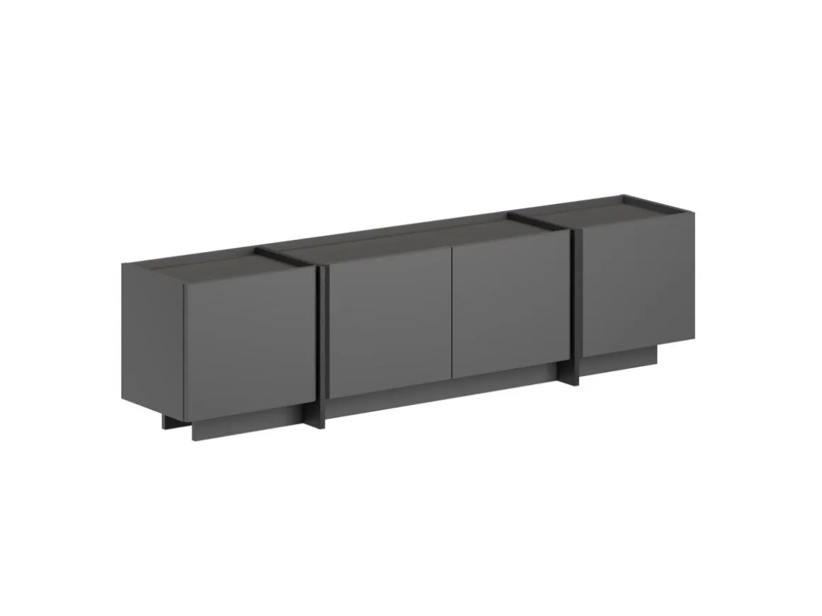 Meuble TV en bois "Lowen" - 180 x 35 x 46 cm - Anthracite / Noir
