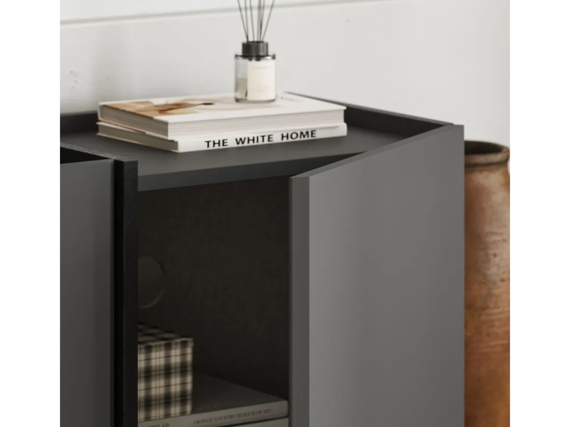 Meuble TV en bois "Lowen" - 180 x 35 x 46 cm - Anthracite / Noir