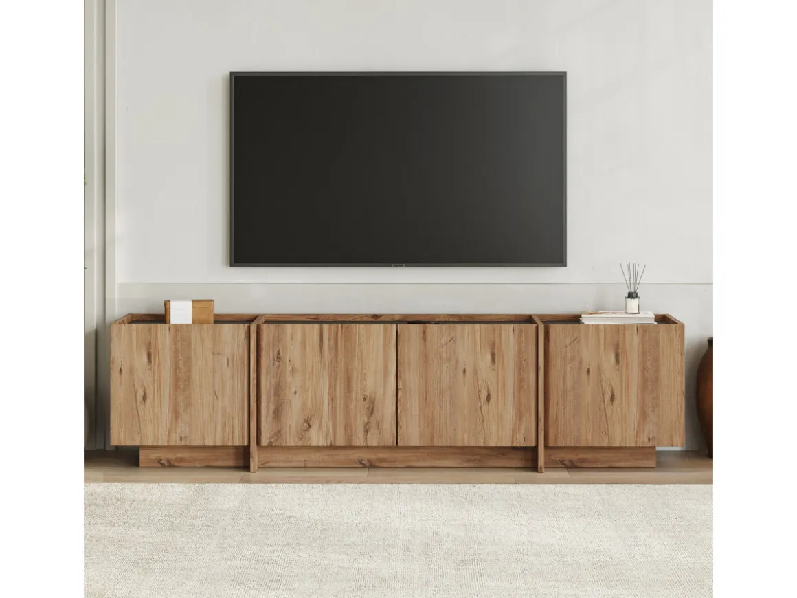 Meuble TV en bois "Lowen" - 180 x 35 x 46 cm - Pin Atlantique / Anthracite