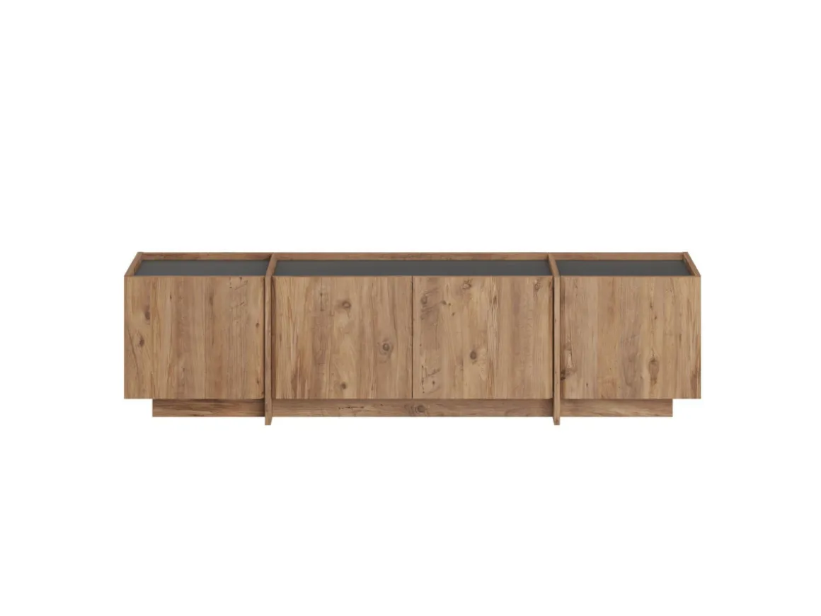 Meuble TV en bois "Lowen" - 180 x 35 x 46 cm - Pin Atlantique / Anthracite