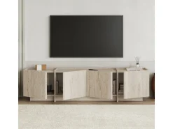 Meuble TV en bois "Lowen" - 180 x 35 x 46 cm - Travertin