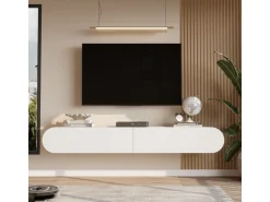 Meuble TV en bois "LUM1" - 180 x 31 x 29 cm - Blanc