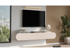 Meuble TV en bois "LUM1" - 180 x 31 x 29 cm - Crème