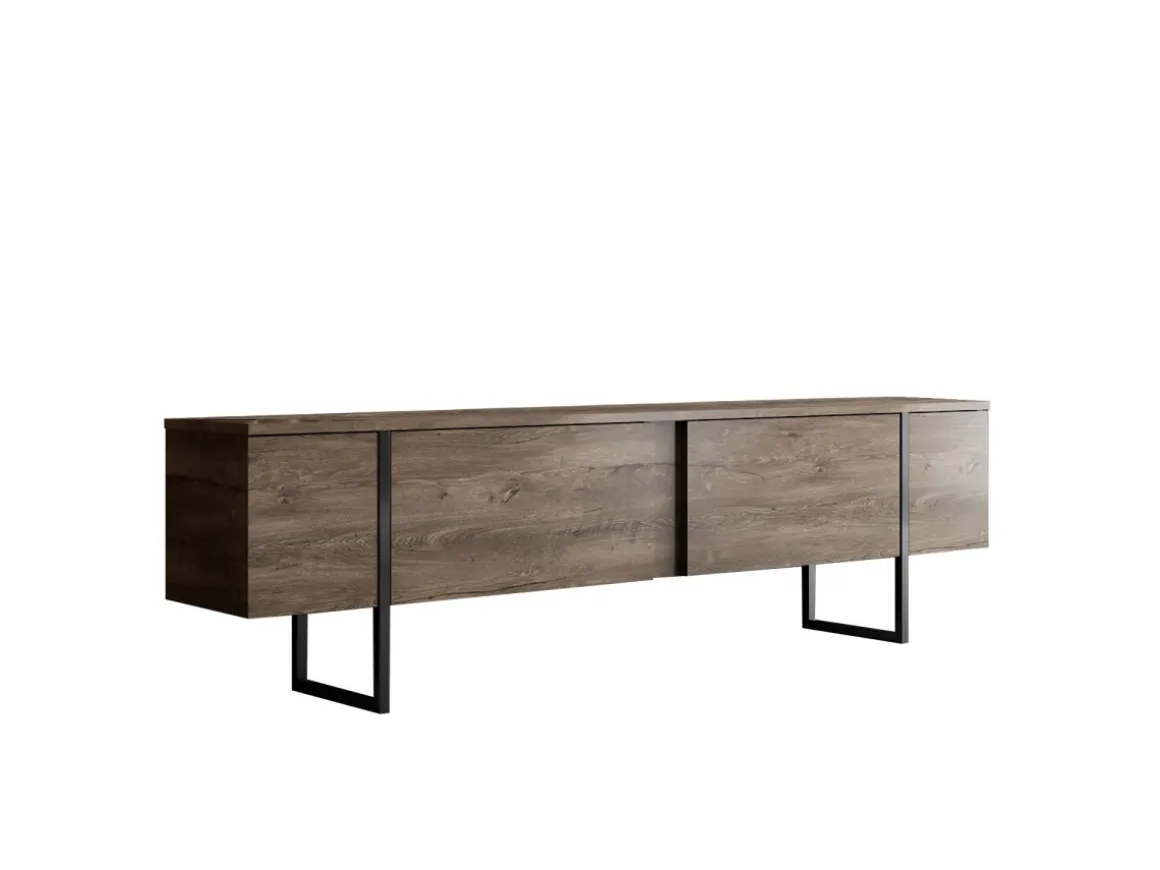 Meuble TV en bois "Luxe" - 180 x 30 x 50 cm - NoyerNoir