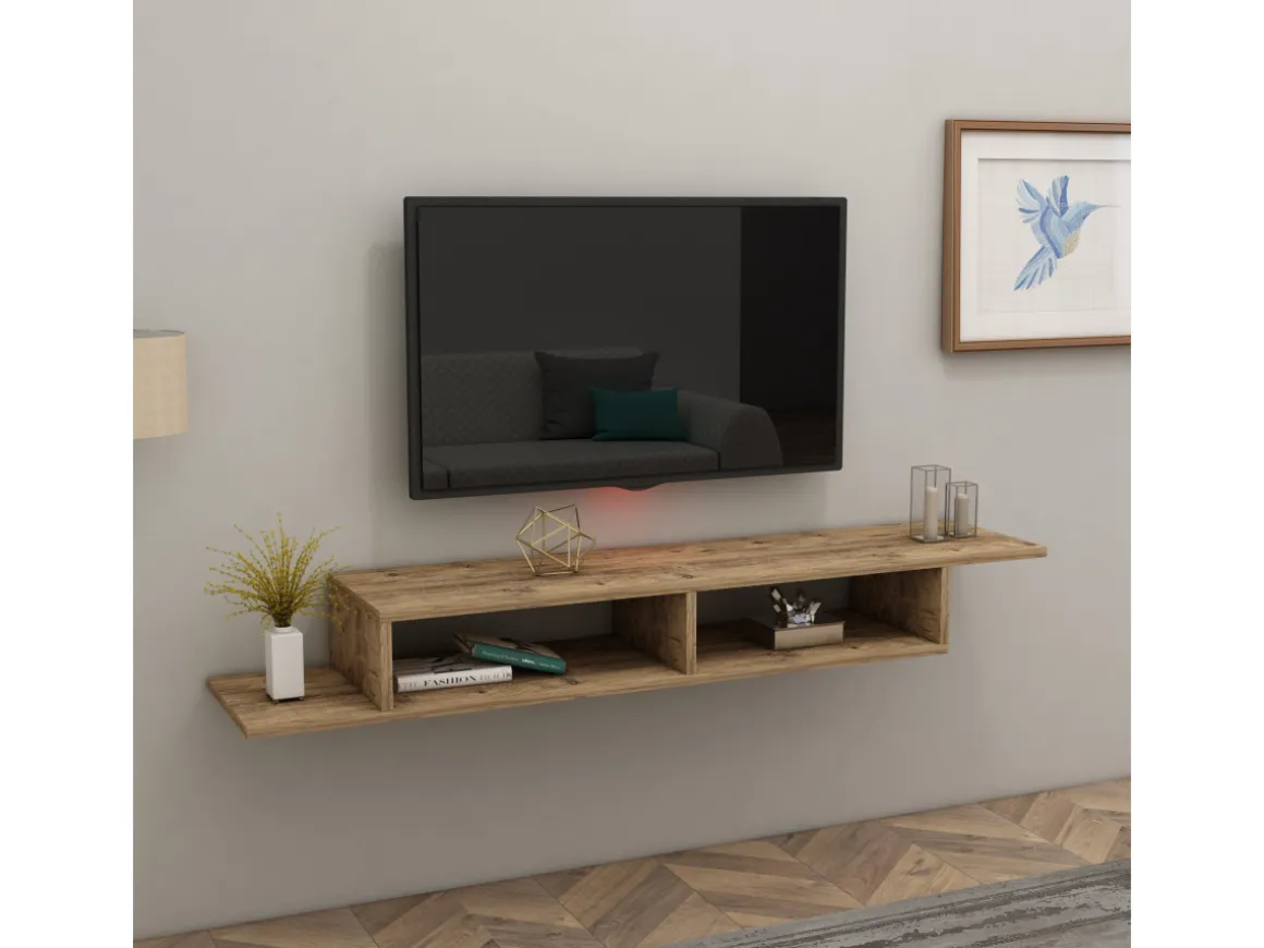 Meuble TV en bois "Muson" - 120 x 29 x 18 cm - Pin Atlantique
