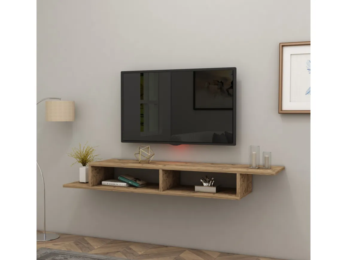 Meuble TV en bois "Muson" - 120 x 29 x 18 cm - Pin Atlantique