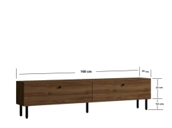 Meuble TV en bois "Nantes" - 160 x 25 x 37 cm - Marron