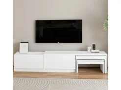 Meuble TV en bois "Nest" - 180 x 30 x 36 cm - Blanc
