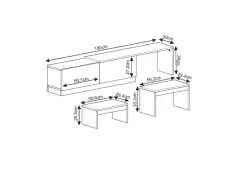 Meuble TV en bois "Nest" - 180 x 30 x 36 cm - Blanc