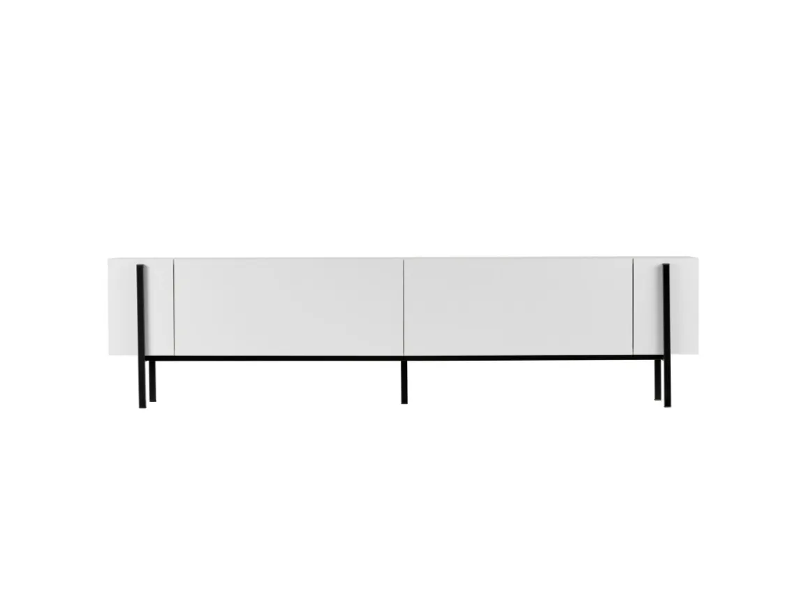 Meuble TV en bois "Nexus" - 180 x 30 x 45 cm - Bois Noir / Noir