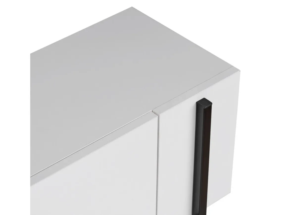 Meuble TV en bois "Nexus" - 180 x 30 x 45 cm - Bois Noir / Noir