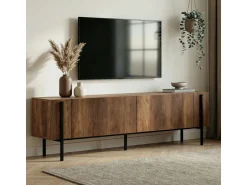 Meuble TV en bois "Nexus" - 180 x 30 x 45 cm - Noyer Baroque / Noir