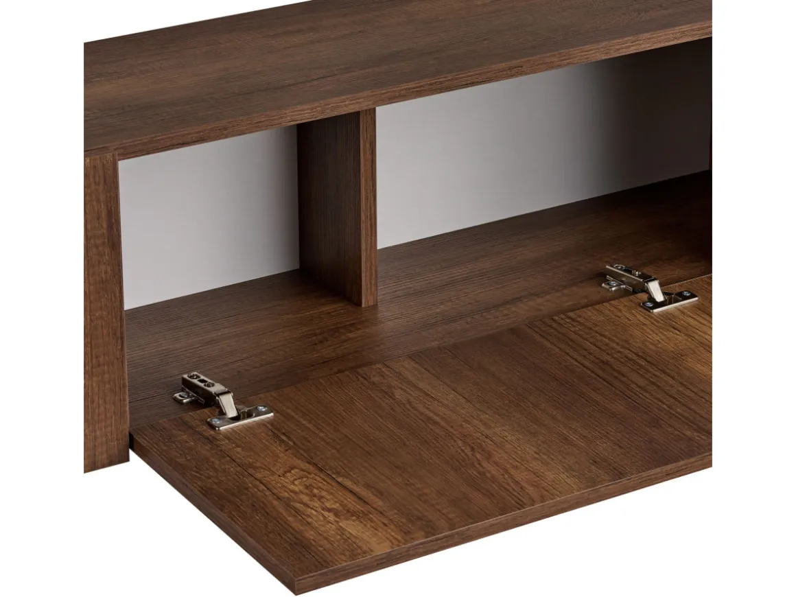 Meuble TV en bois "Nexus" - 180 x 30 x 45 cm - Noyer Baroque / Noir