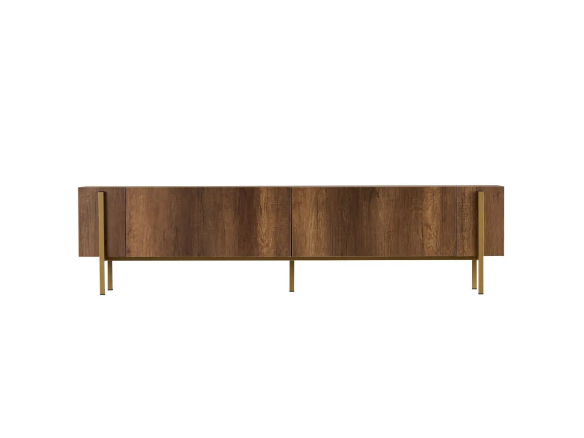 Meuble TV en bois "Nexus" - 180 x 30 x 45 cm - Noyer Baroque Or