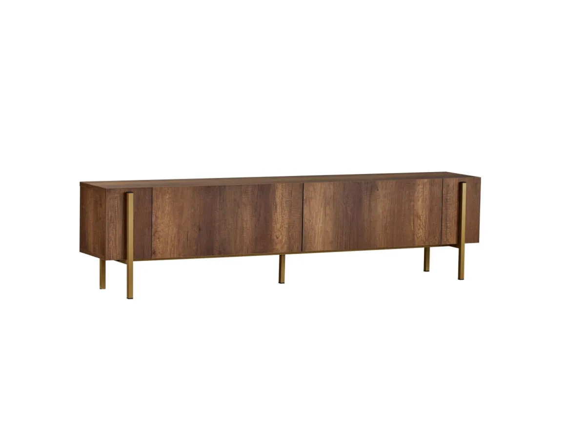 Meuble TV en bois "Nexus" - 180 x 30 x 45 cm - Noyer Baroque Or