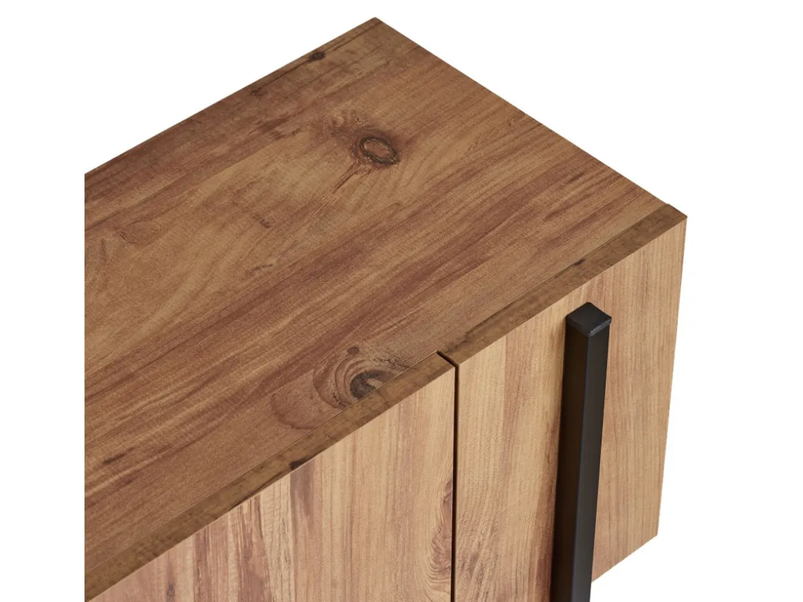 Meuble TV en bois "Nexus" - 180 x 30 x 45 cm - Pin Atlantique / Noir