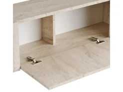 Meuble TV en bois "Nexus" - 180 x 30 x 45 cm - Travertin / Or