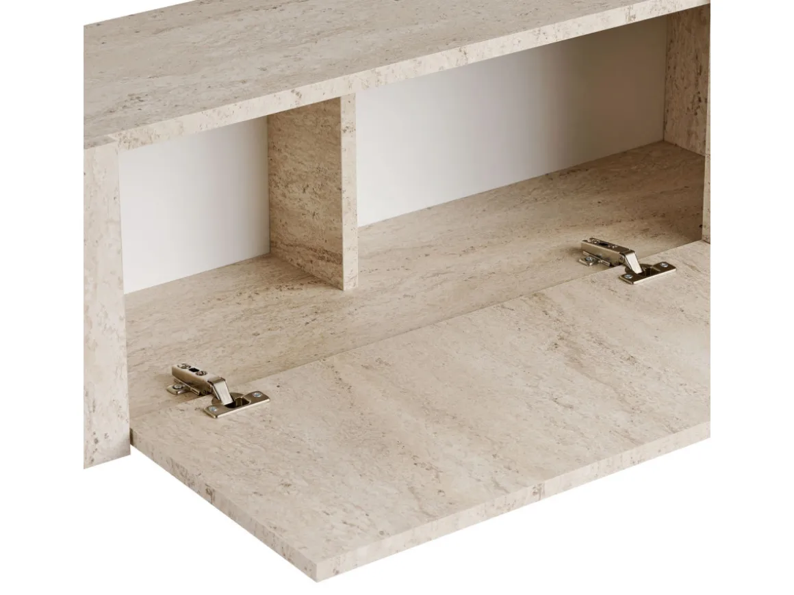 Meuble TV en bois "Nexus" - 180 x 30 x 45 cm - Travertin / Or