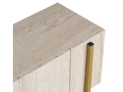 Meuble TV en bois "Nexus" - 180 x 30 x 45 cm - Travertin / Or