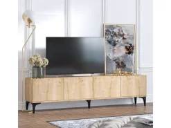 Meuble TV en bois "Nora" - 180 x 35 x 50 cm - Chêne Saphir