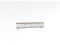 Meuble TV en bois "Parlak" - 160 x 25 x 40 cm - Blanc