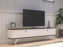 Meuble TV en bois "Parlak" - 160 x 25 x 40 cm - Blanc