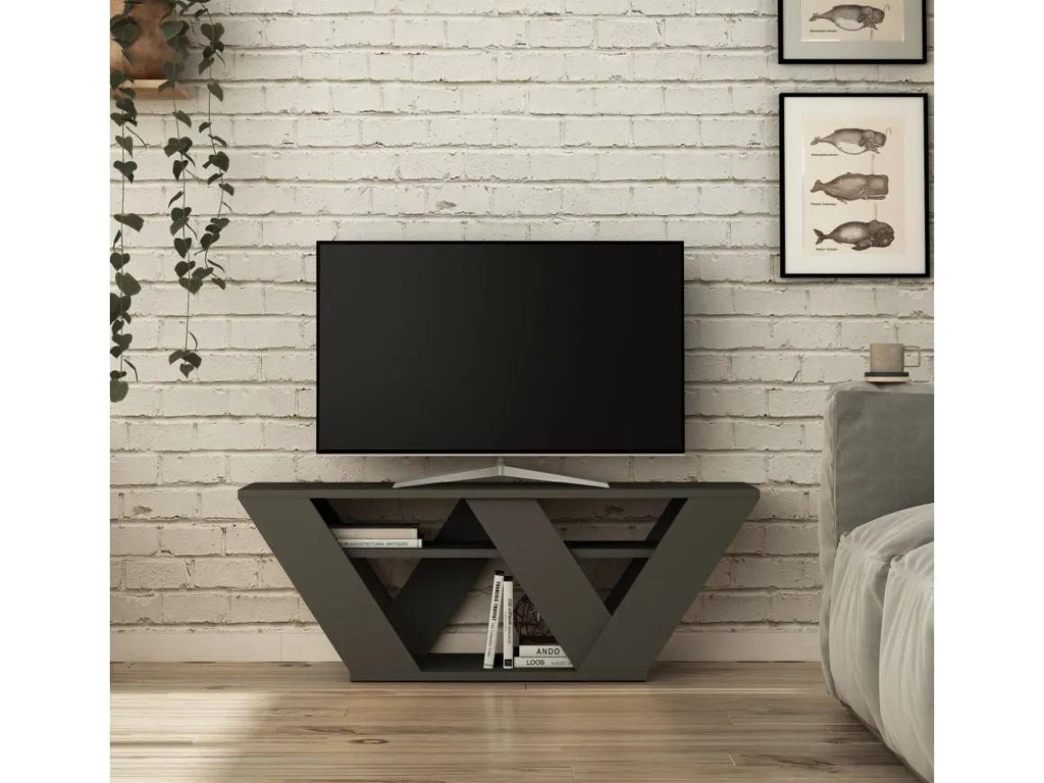 Meuble TV en bois "Pipralla" - 110 x 30 x 40 cm - Anthracite