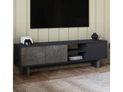 Meuble TV en bois "Ravello" - 150 x 30 x 45 cm - Gris anthracite