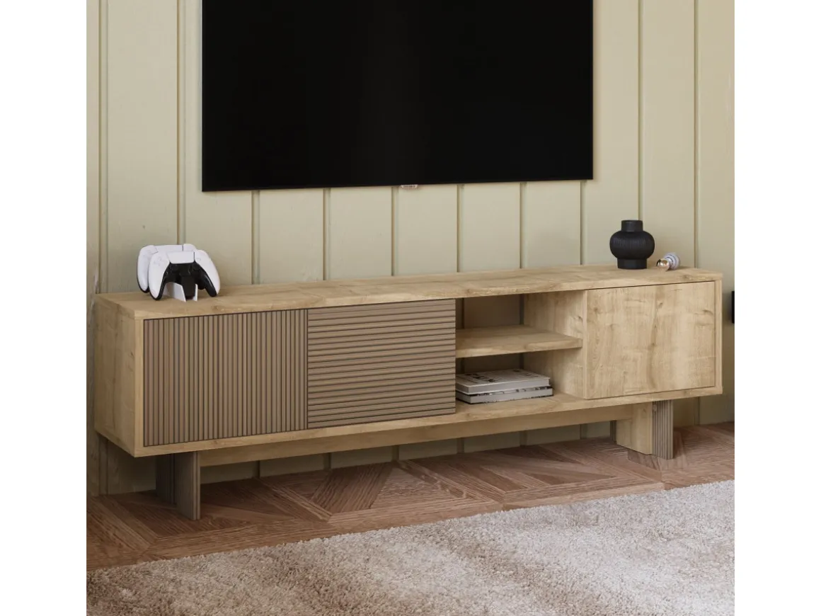 Meuble TV en bois "Ravello" - 150 x 30 x 45 cm - Beige